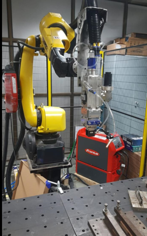 A laser head mounted on the robot